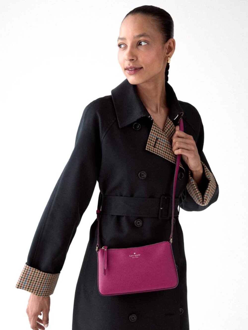 New Kate Spade Ginnie Crossbody Coated Canvas Dark Raspberry